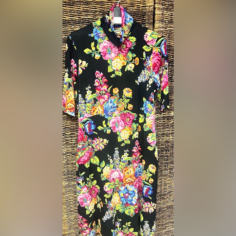 Ett:Twa‎ by Anthropologie-Womens Coreyell Floral Black Dress-Medium, Pre-Owned
